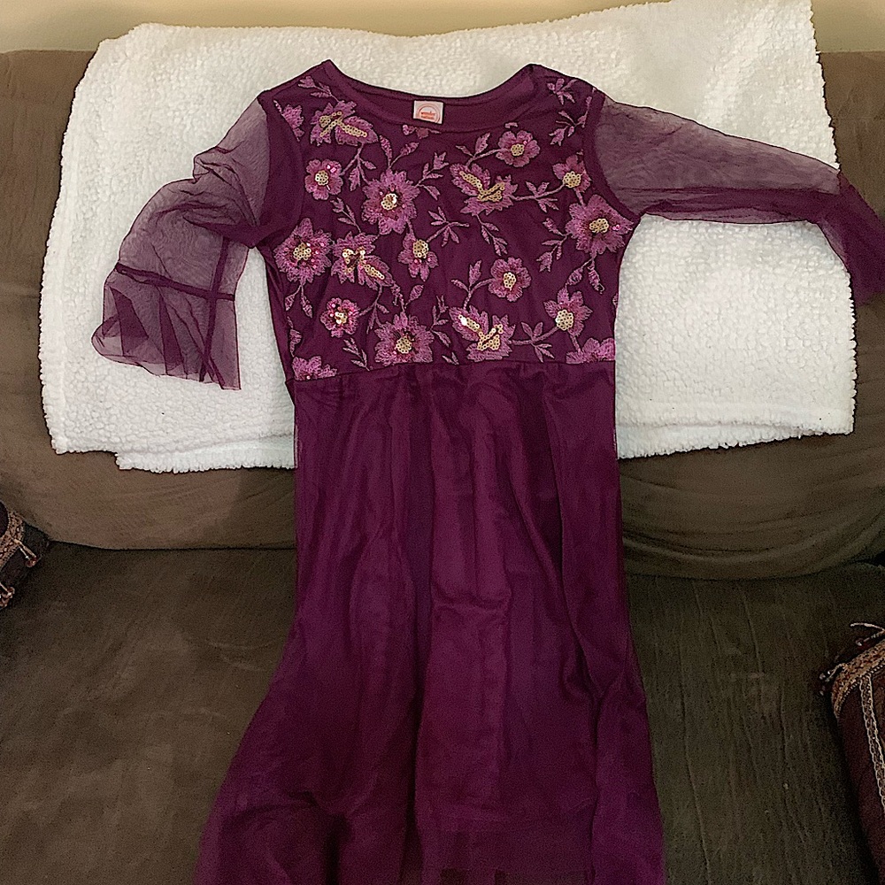 Little Girls Wonder Nation Purple Sparkly Flower Dress